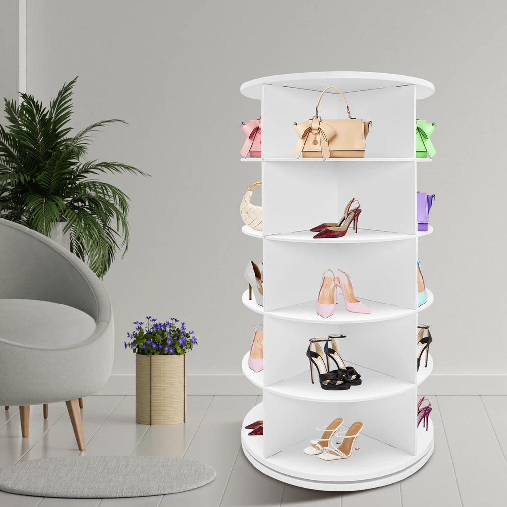  5 Tier 360 Rotating Shoe Rack Tower Holds 20 pairs of Shoes for Bedroom, Entryway, & Closets