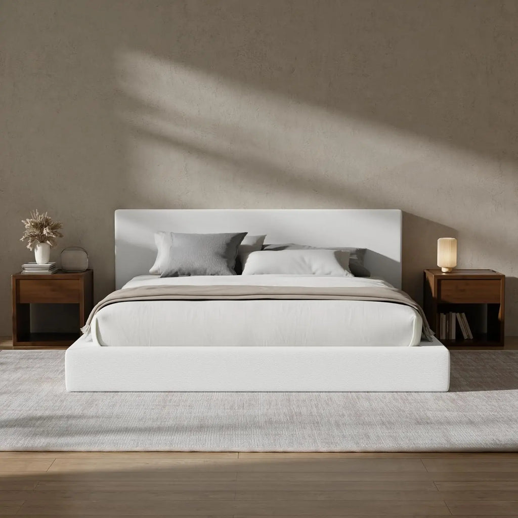 Soft Upholstered  Bed Frame with Headboard, 5 Inch Foam Padded Platform, No Box Spring, Easy Assembly ,