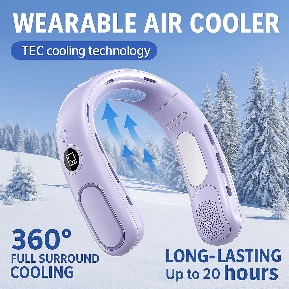 Neck Fan Semiconductor Cooling 5-Speed Bladeless Wearable Fan USB Rechargeable Portable