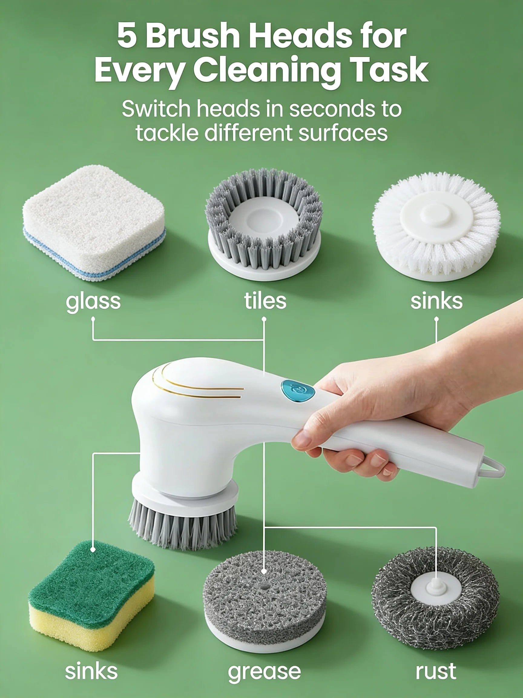 Electric Grease Scrubber, Rechargeable Powerful Cleaning Brush, Handheld Cordless