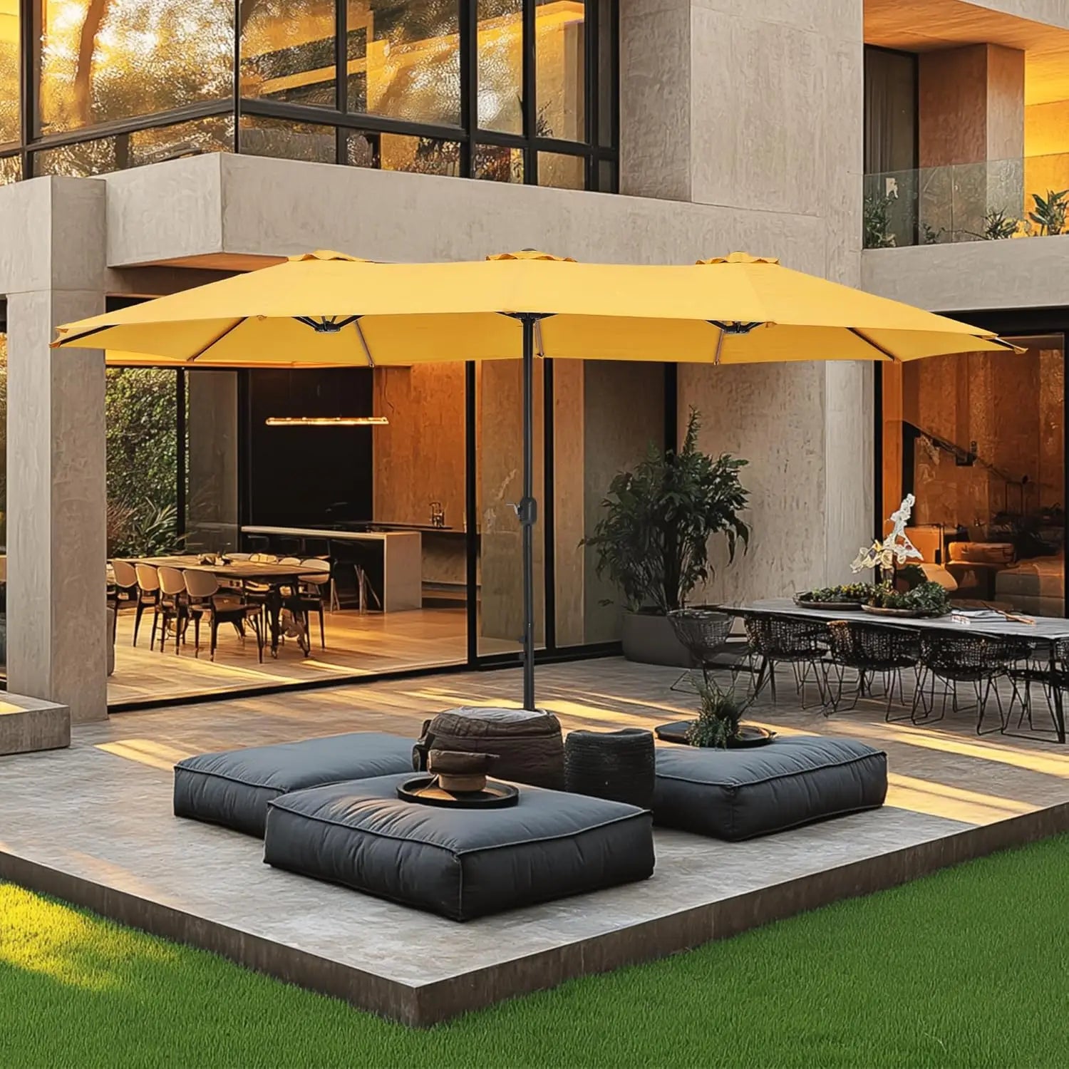 15ft Double Sided Patio Umbrella with Base Included,
