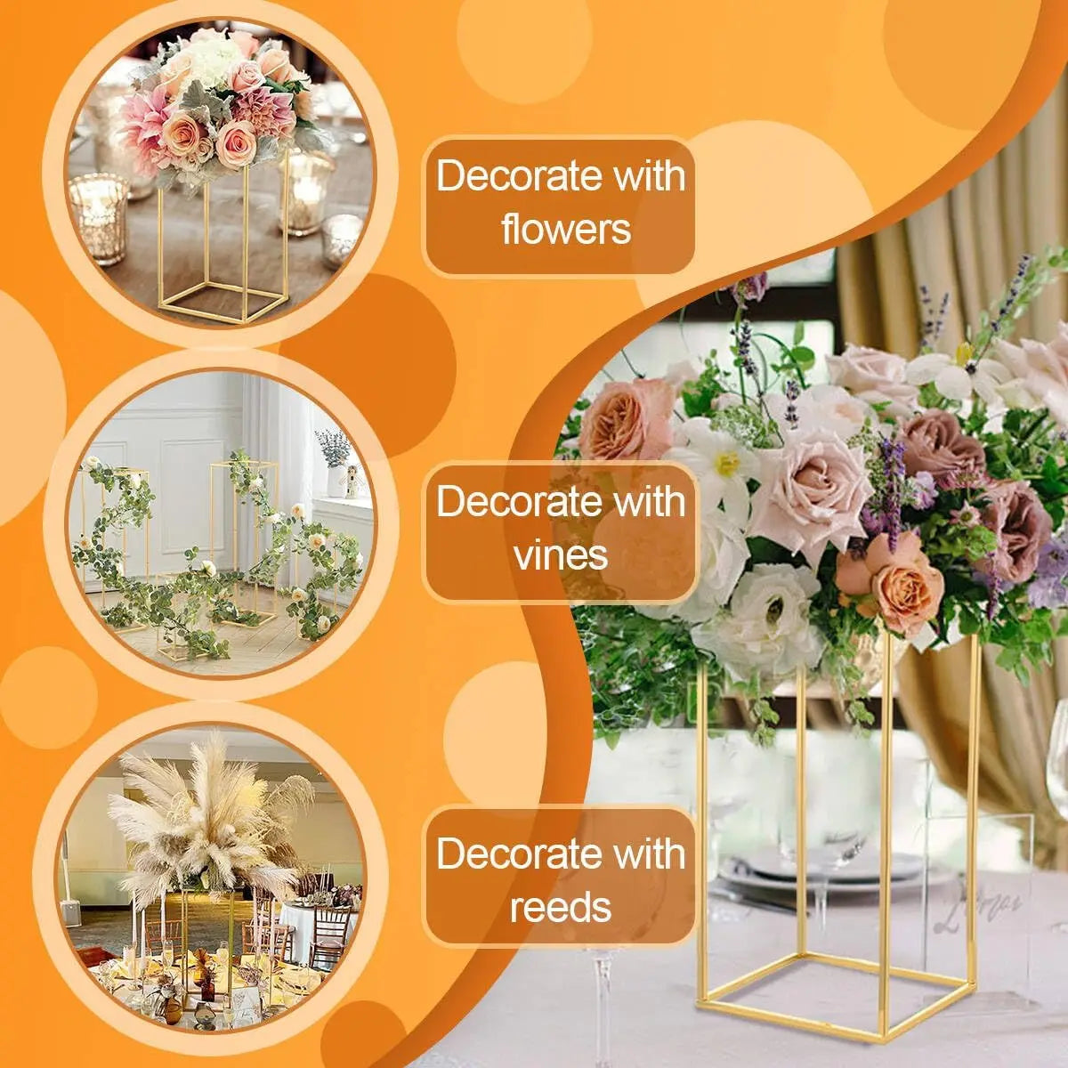 10pcs Gold Wedding Table Centerpiece  Metal Flower Vase (15.7inch)