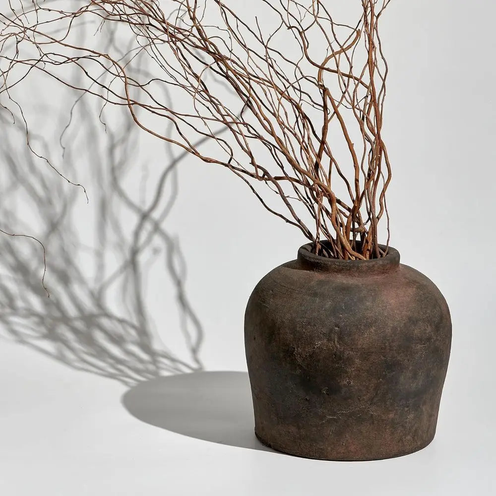 Eleventh-Inch  Brown Ceramic Vase