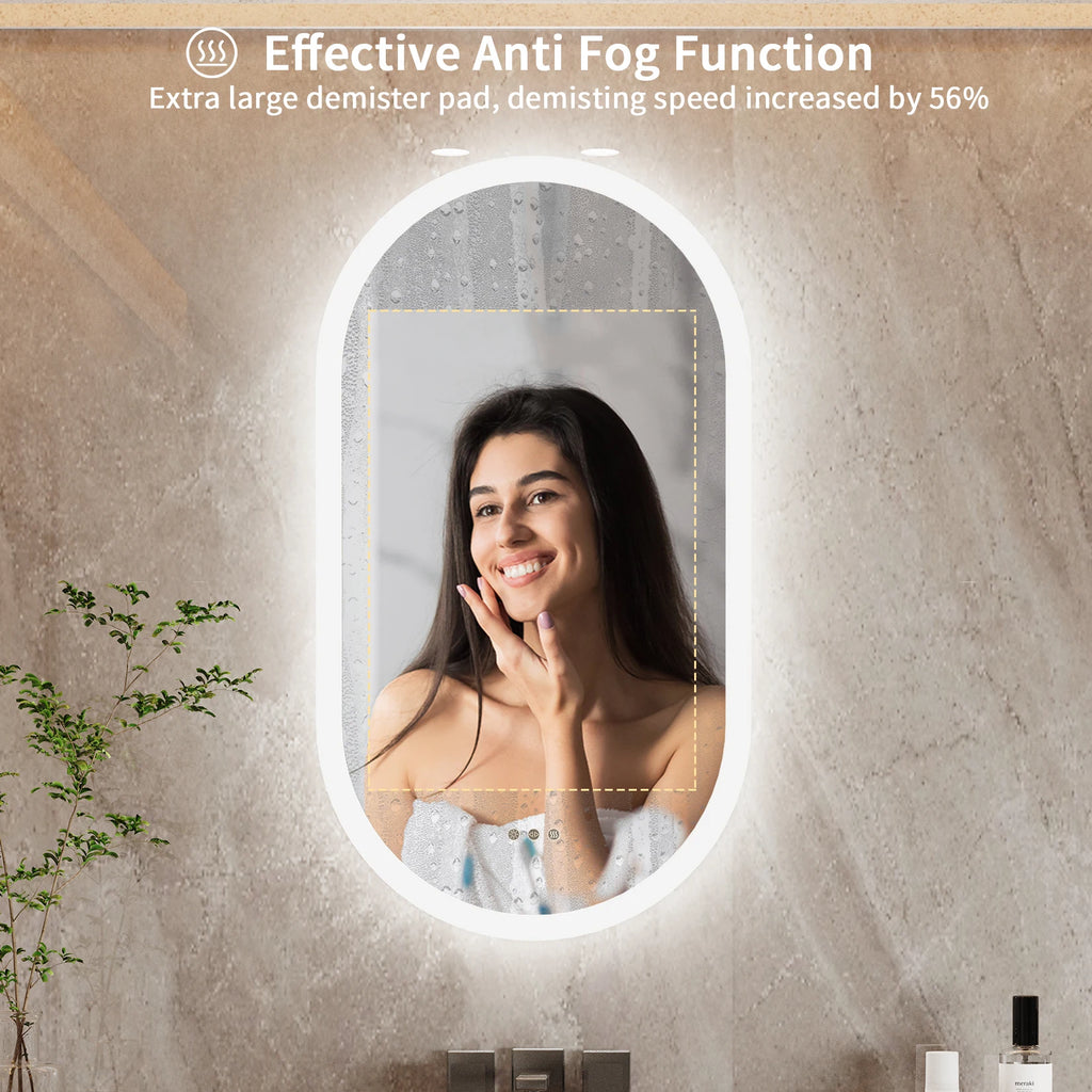 Led Bathroom Mirror  Oval  with Lights Backlit, Frameless Wall Mirror with Lights Anti-Fog