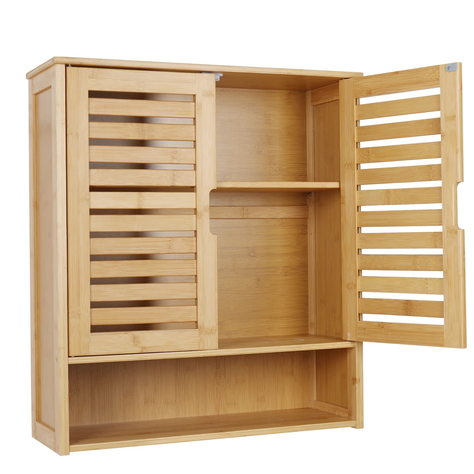 Wall Mounted Bamboo Bathroom Medicine  Cabinet Storage Shelf Cupboard Organizer Rack