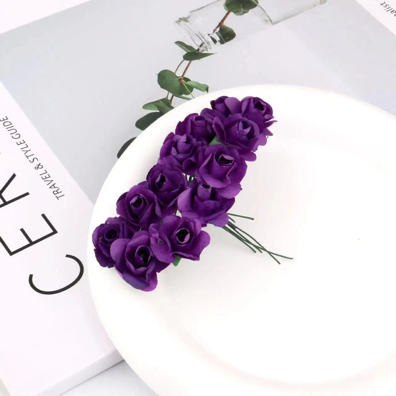 144PCS 1.5 cm Artificial Mini Paper Rose Flower Bouquet