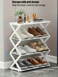 4-Tier Folding Shoe Rack | Space-Saving , X-Frame  Organizer, , No Assembly,   Storage for Entryway or Closet