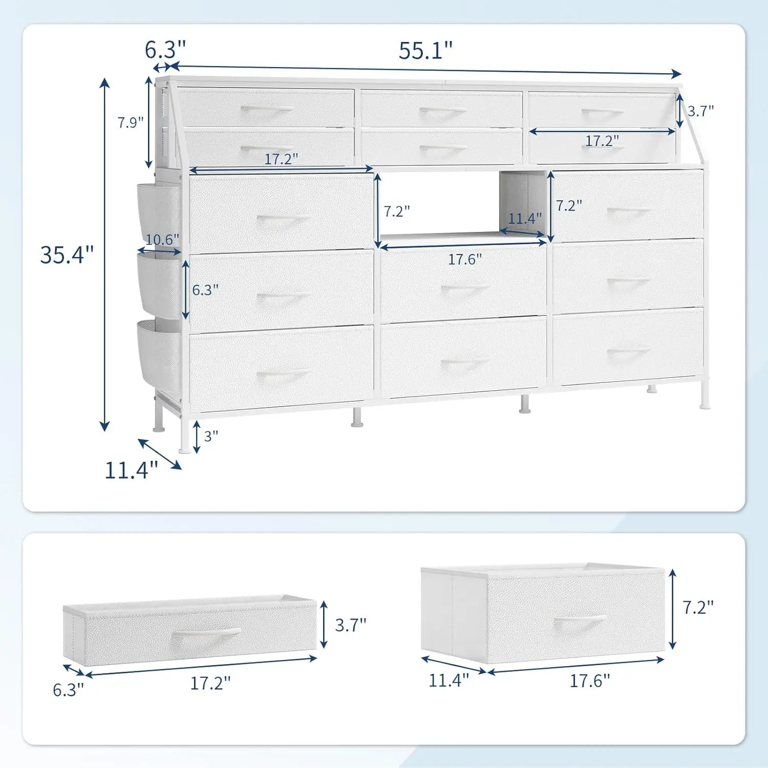 Large Fabric Dresser with 14 Drawers, Wooden top Storage, Sturdy Metal Frame
