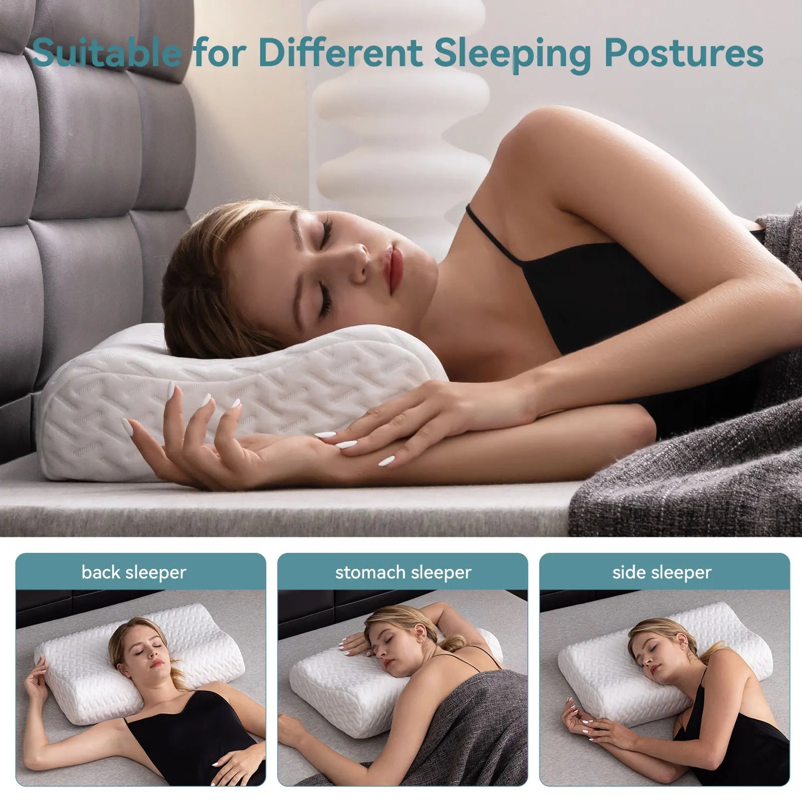 1 PC  Memory Foam Pillow for Neck Pain Relief, Adjustable Contour  for Side Sleepers