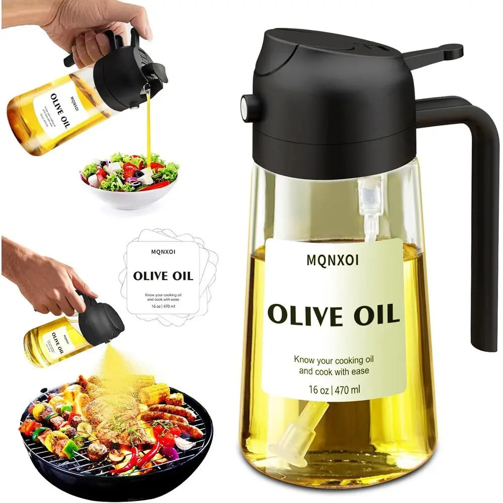 2 in 1 Glass Oil Sprayer & Dispenser, 16oz/
