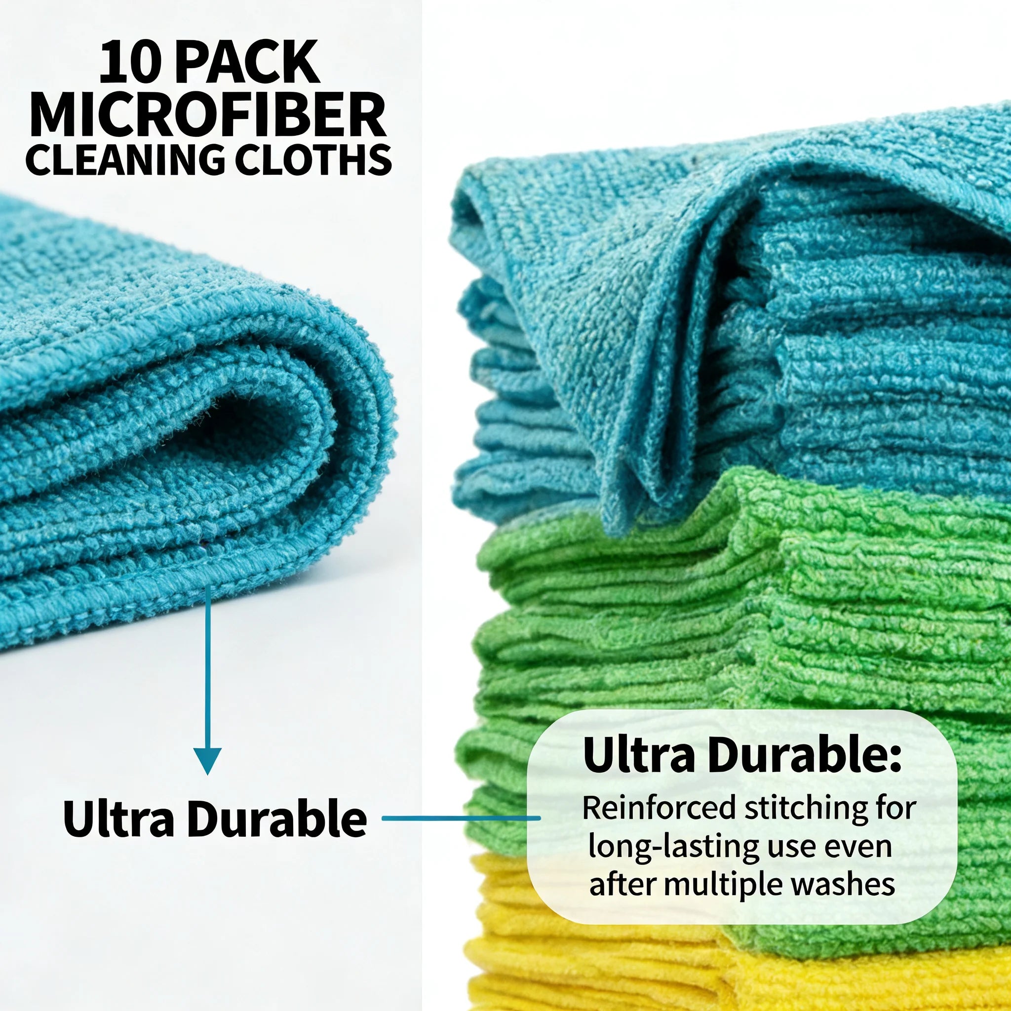 10 Pack Microfiber Cleaning Cloths Lint-Free Reusable Absorbent Towels