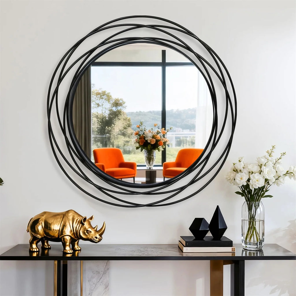 Wall Decor Vanity Mirror 80cm/31.5in  Round Large  with Metal Wire Frame