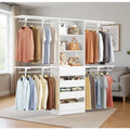 4 Drawer 8FT Wood Closet Organizer with Shelves, 96" Tower for 4-9 ft Spaces,