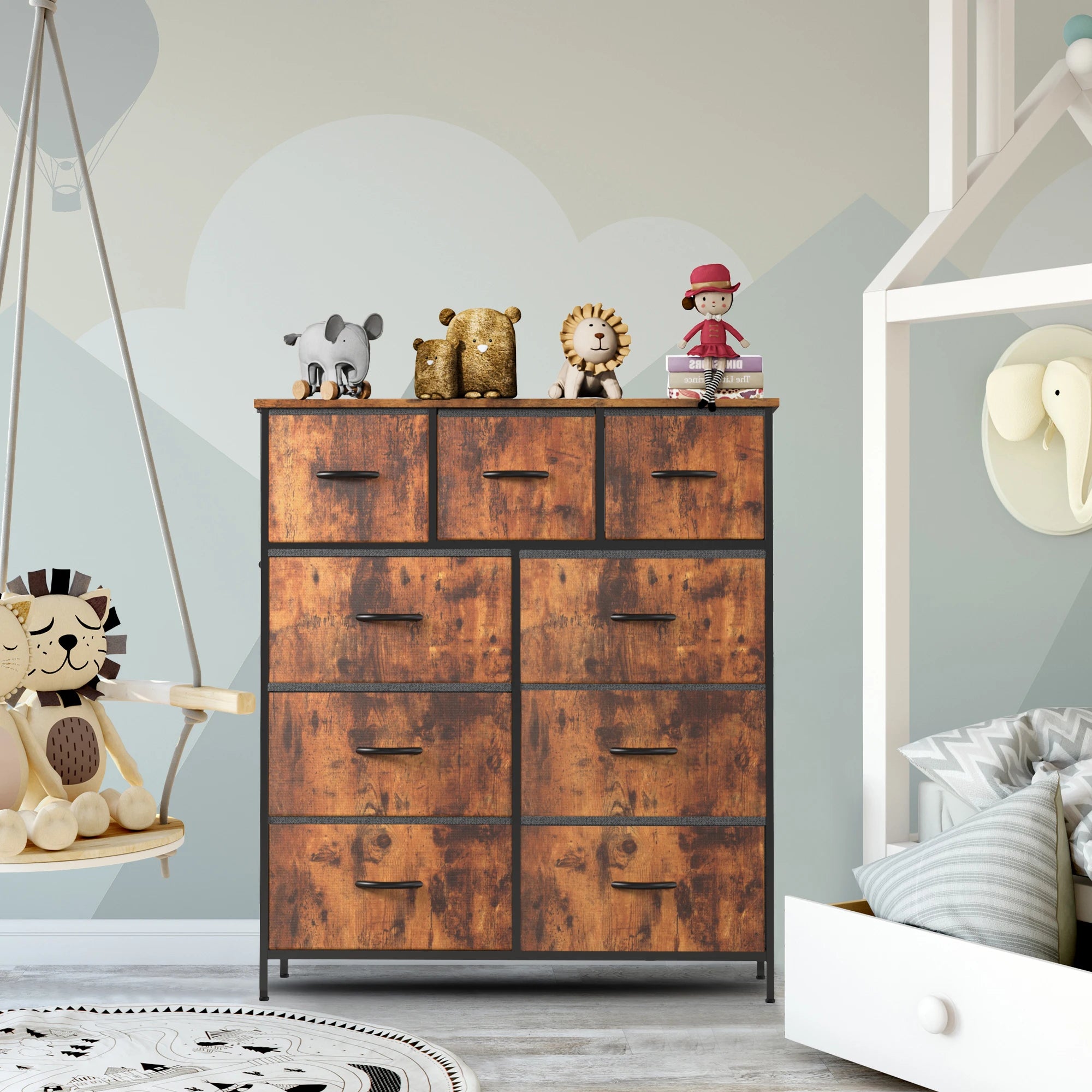 9 Drawer  Fabric  Dresser for Bedroom, Tall Storage  Chest Organizer for Clothes