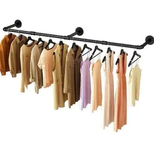 70.8 Inch Industrial Pipe Clothing Rack Wall Mounted