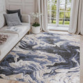 6X9 Light Blue Abstract Non-Shedding Area Rug