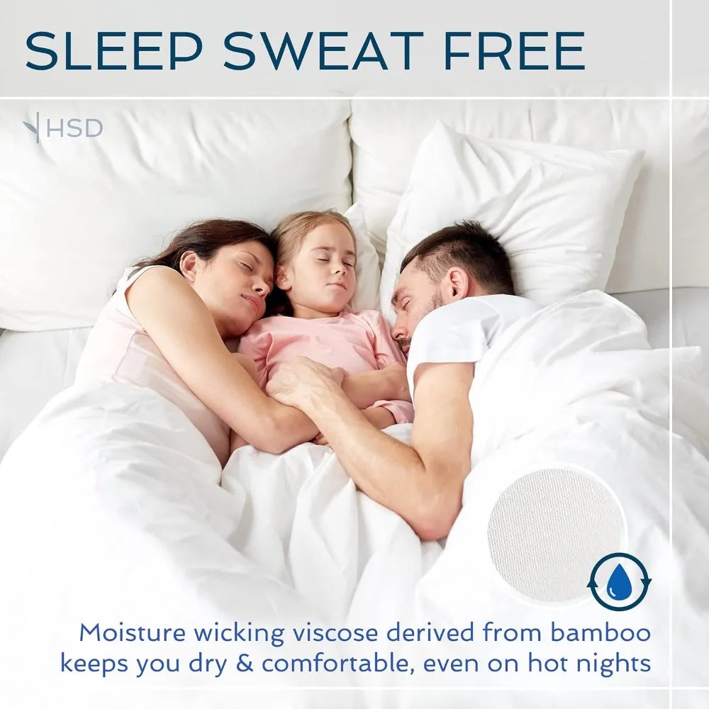 Cooling Bamboo Viscose Queen Bed Sheet Set with Two Pillowcases Breathable Moisture Wicking Soft White