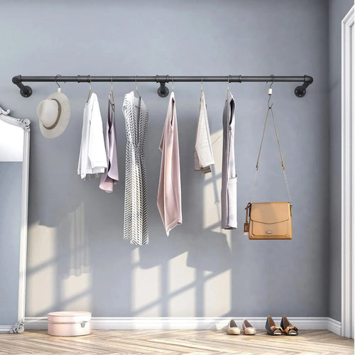 180cm  Garment Home Rail Industrial Pipe  Space Saving  with 3 Hooks