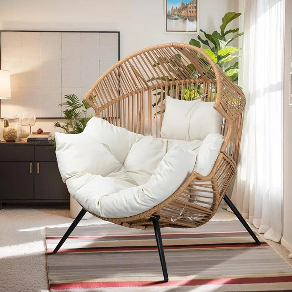 Outdoor  Oversized PE Rattan Wicker egg chair with cushion for  Patio, Balcony, Backyard ,indoor or outdoor use