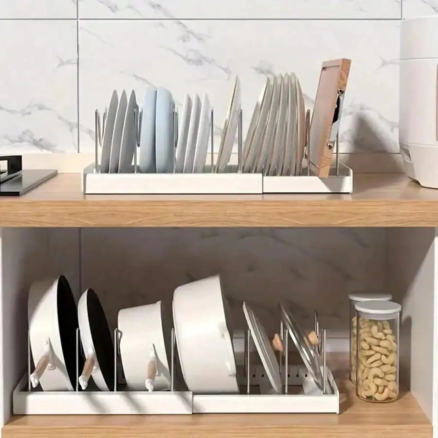 Pull-Out Pot And Pan Organizer, 10 Adjustable Dividers, , No Drill, Heavy Duty, Expandable,  16.93-23.23 Inches,