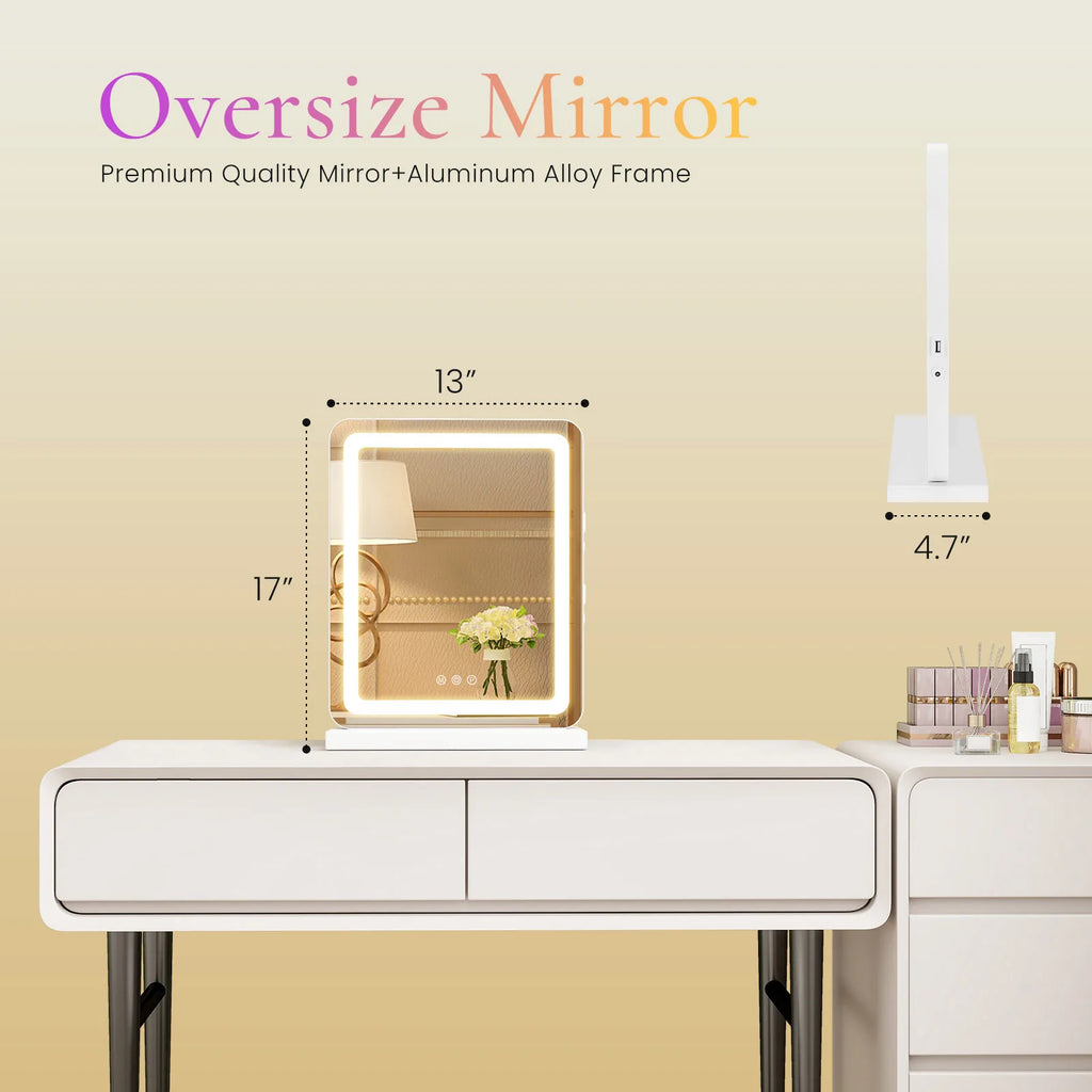 Lighted Bathroom Vanity Mirror, Dimmable LED,3 Color Modes, Aluminum Frame