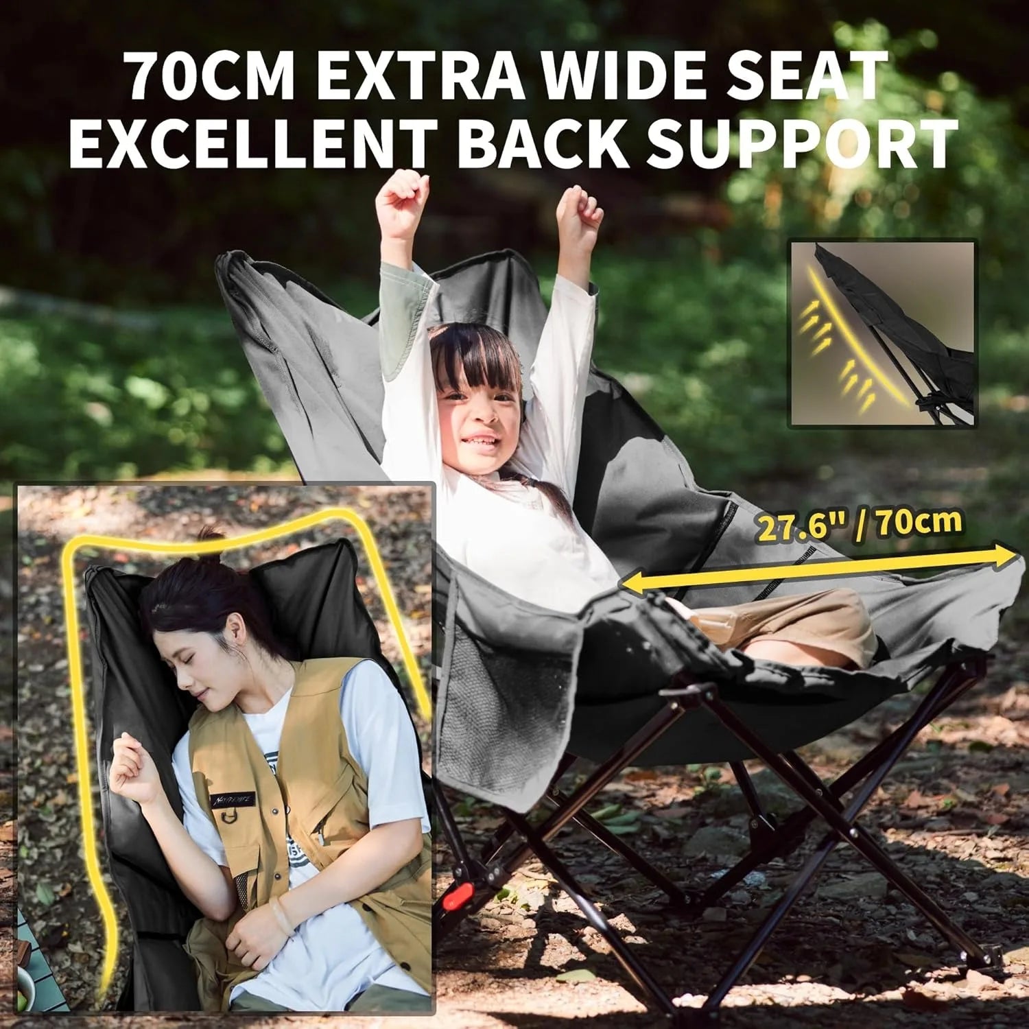 Recliner Outdoor Folding High Back Moon Chair Adjustable 2-Position  Portable