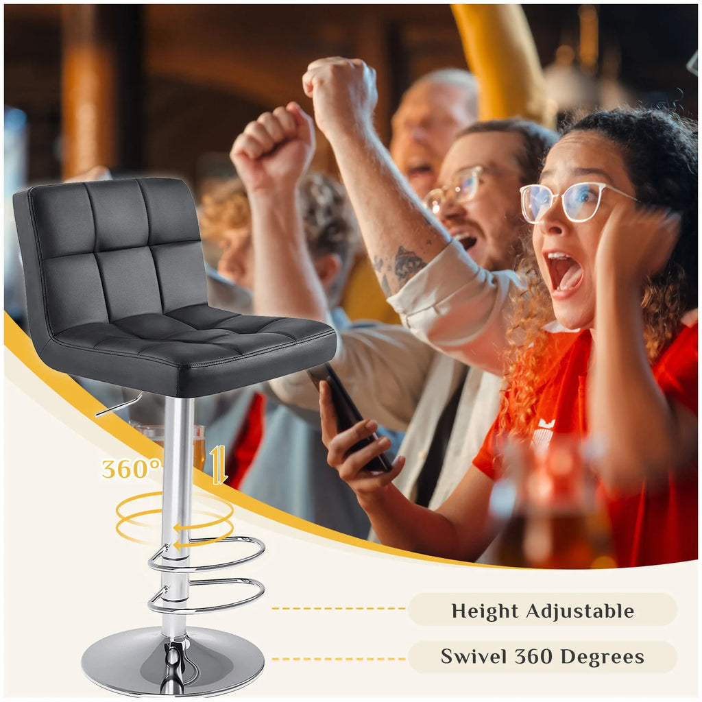Leather upholstered Bar Stools Set of 2  ,SGS Certified Gas cylinder Comfortable Backrest