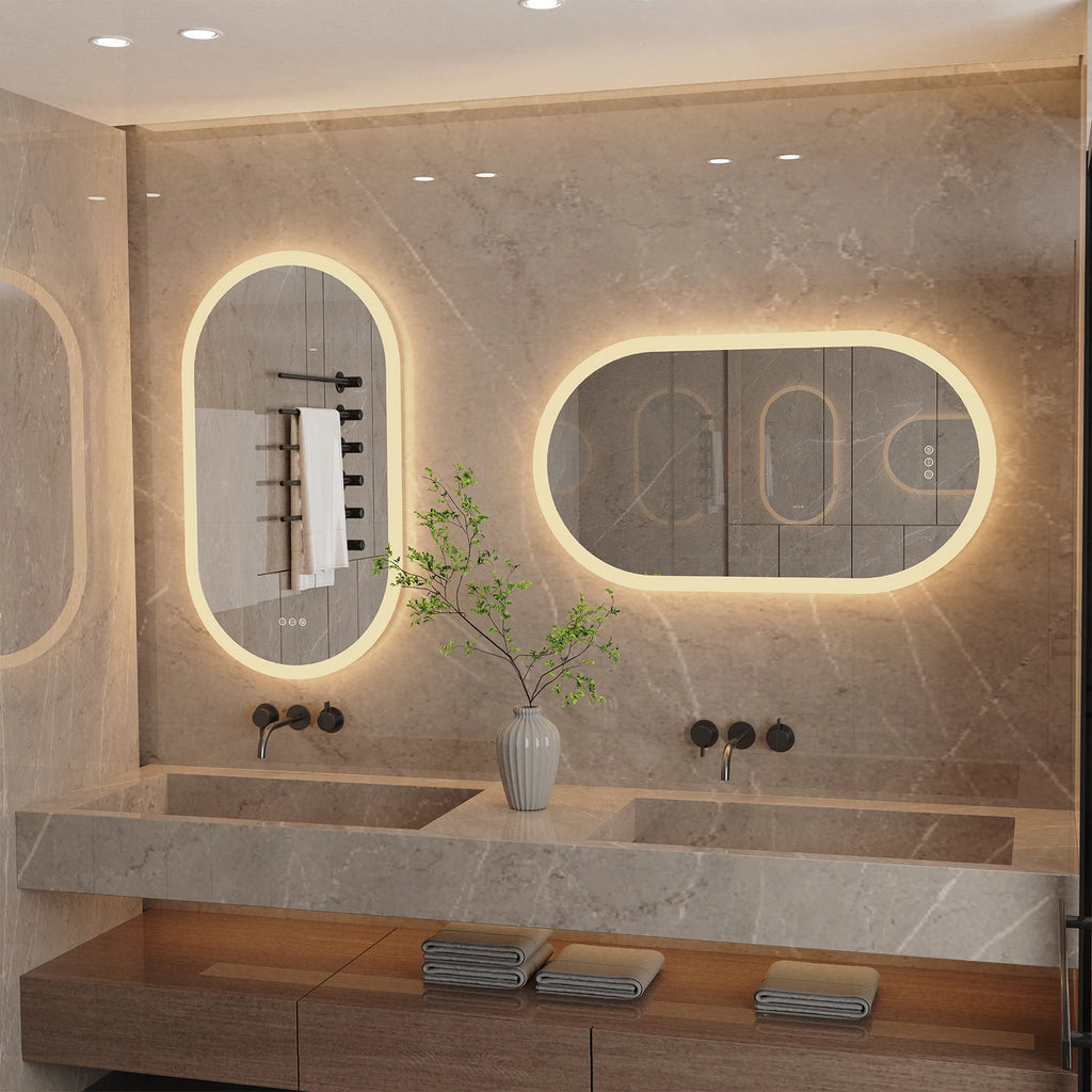 Led Bathroom Mirror  Oval  with Lights Backlit, Frameless Wall Mirror with Lights Anti-Fog