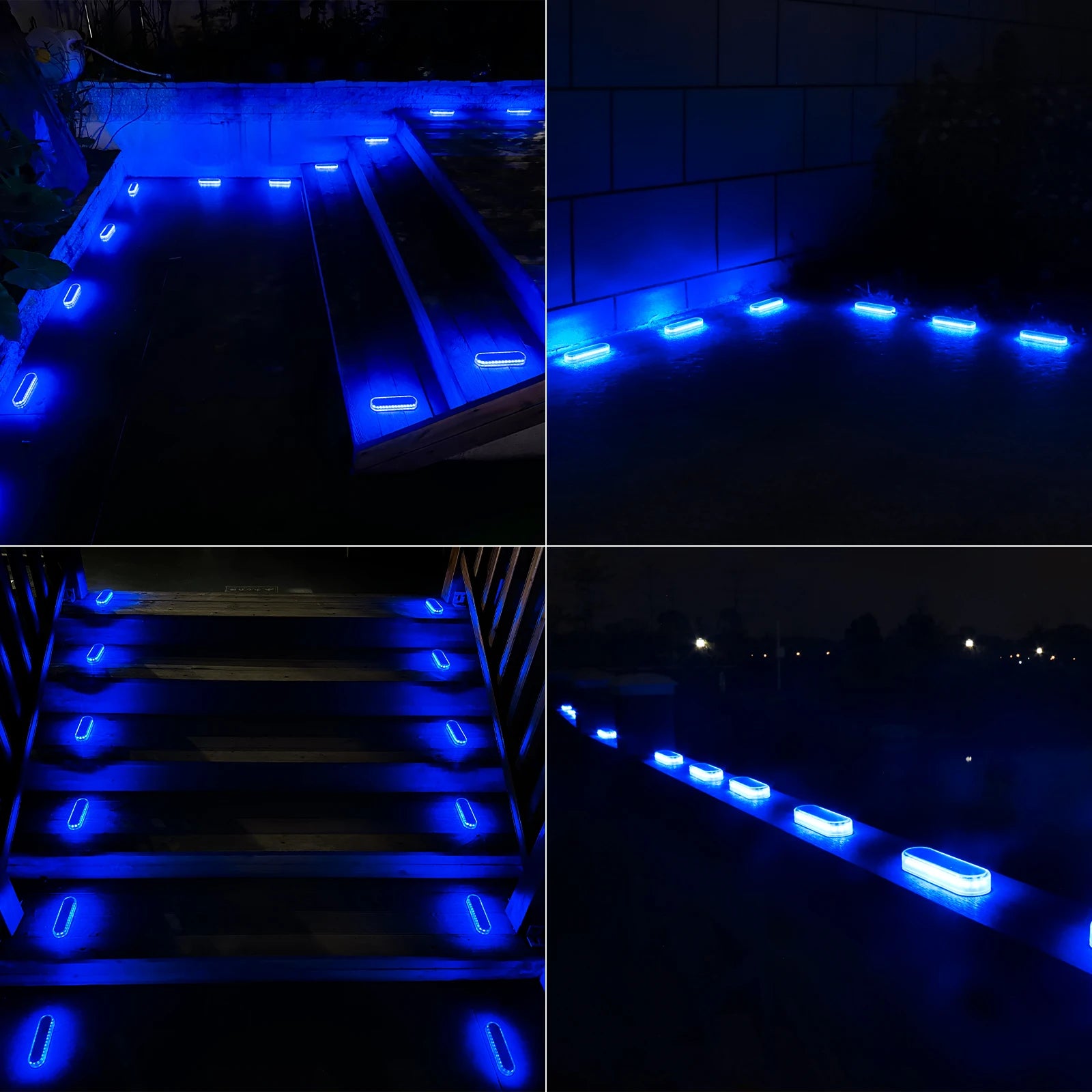 4-Pack Solar LED Deck Lights, Waterproof, Auto On/Off Blue 5 Year Lifespan