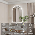 Backlit Smart LED Bathroom Mirror: 36 x 24 Inch Arched Dimmable 3 Colors Anti-Fog Lighted Mirrors with Time Temperature