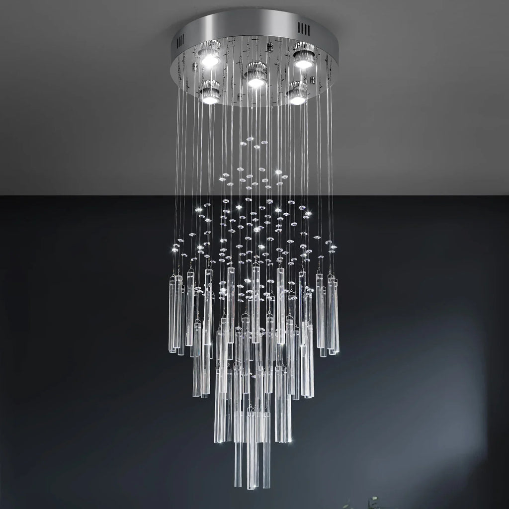 Crystal Droplight Led Pendant Light Loft Stairs Chandelier Hanging Ceiling Lamp