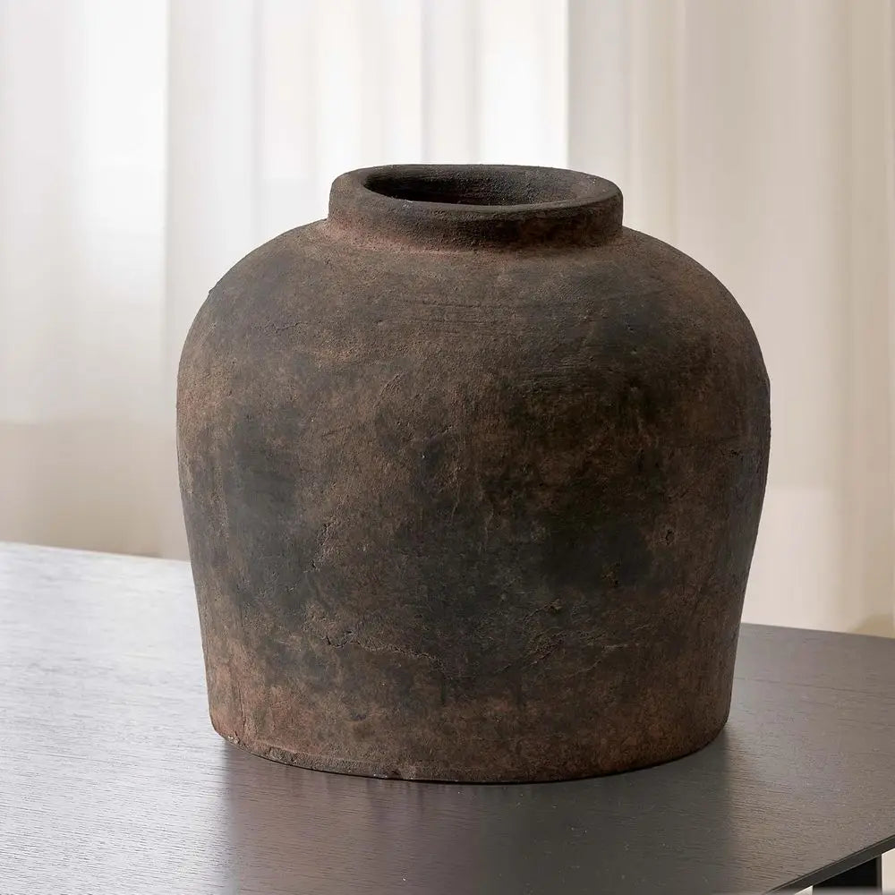 Eleventh-Inch  Brown Ceramic Vase
