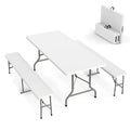 Picnic Table Set with 2 Benches, 6 Feet 3 Piece Set Folding