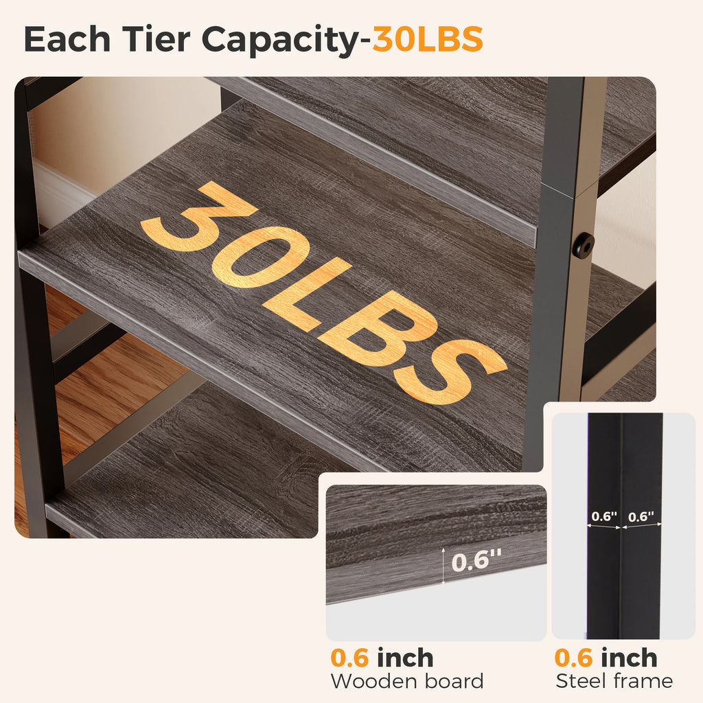 5 Tiers Wooden Storage  Display Bookshelf with Adjustable Graduated Shelves
