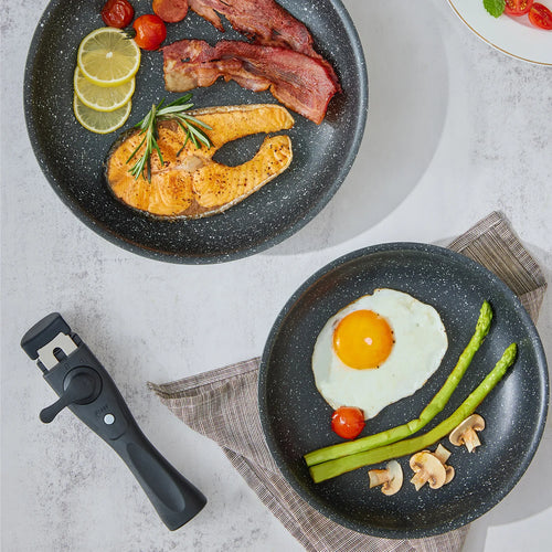 10-Piece Induction Cookware Set  with Removable Handles,  Stackable &, Dishwasher