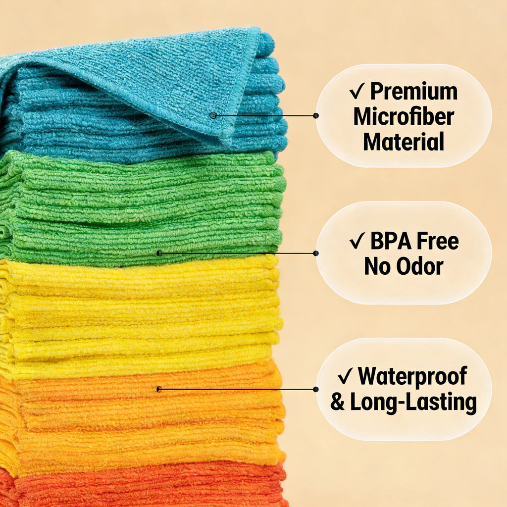 10 Pack Microfiber Cleaning Cloths Lint-Free Reusable Absorbent Towels