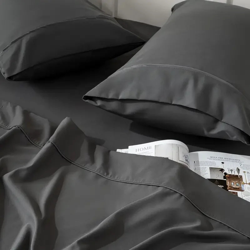 4pcs/6pcs Bamboo Cooling Queen Size Sheet Set - Breathable And Comfortable - For Hot Sleepers