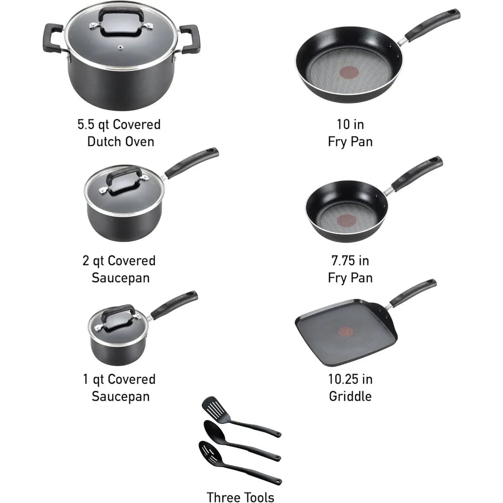 12-Piece Nonstick Cookware Set, Oven & Broiler Safe 360F, with Fry Pan