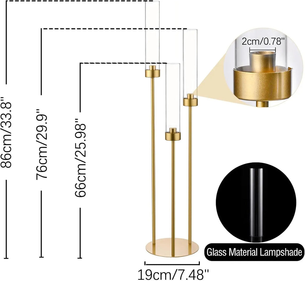 2/4/6/8/10pcs Gold Candelabra 3 Arm Candle Holders for Table