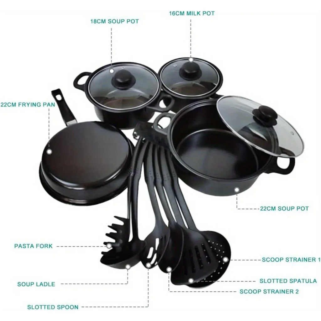 13PCS Non-Stick cookware Set for Induction Cooker Low Oil Smoke