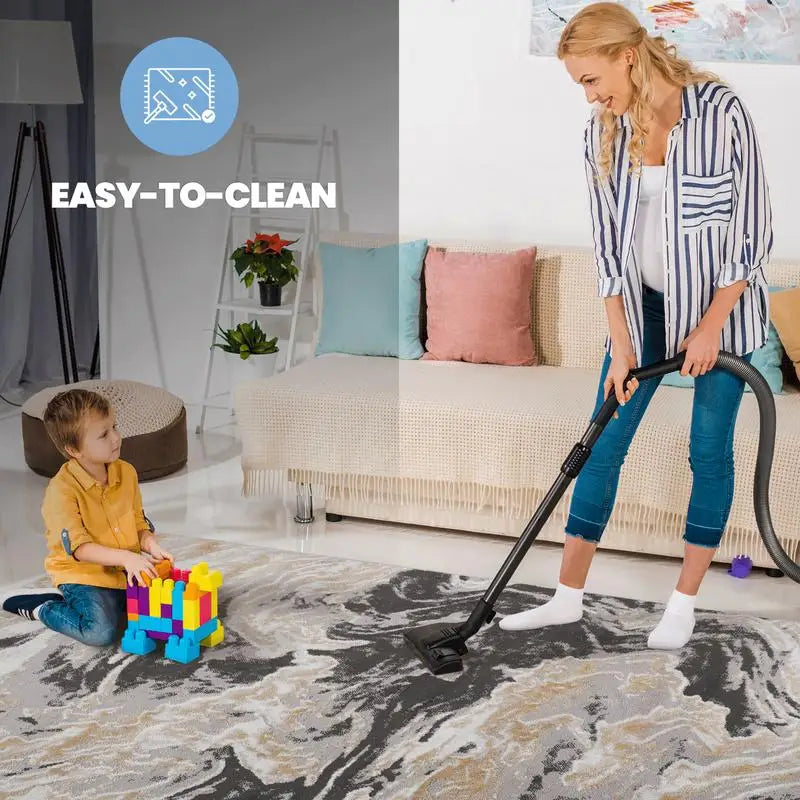6x9 Grey Abstract Area Rug  - Non-Shedding , Stain Resistant
