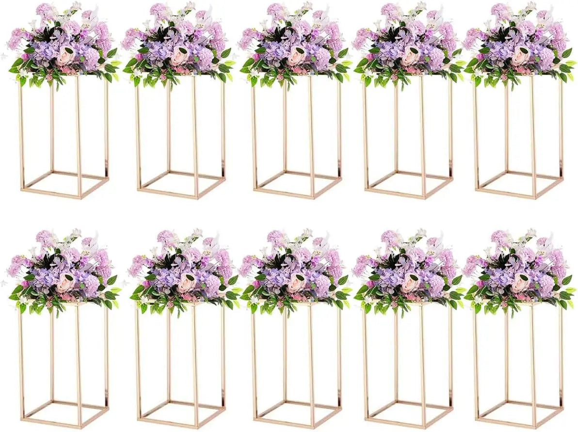 10pcs Gold Wedding Table Centerpiece  Metal Flower Vase (15.7inch)