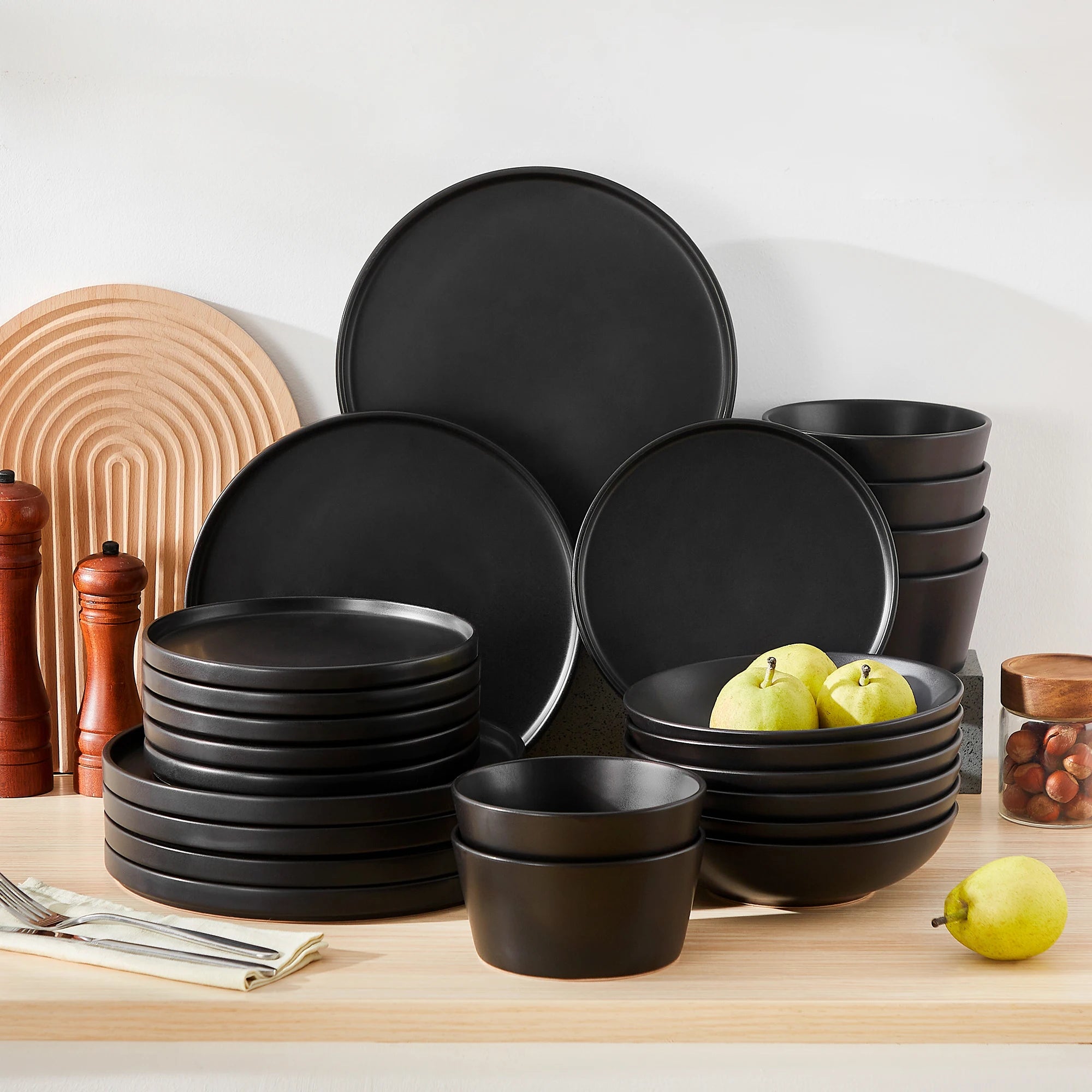 18/24 Piece  Ceramic Plate Set Reactive Glaze Stoneware