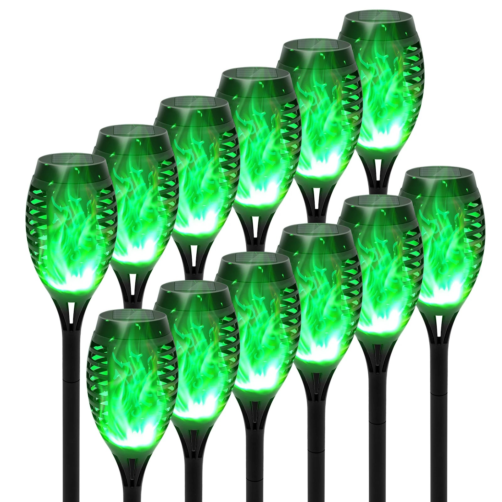 4/6/8/12Pcs Solar LED Flame Torch Light Flickering  Powered For Lawn, Path, Yard & Patio