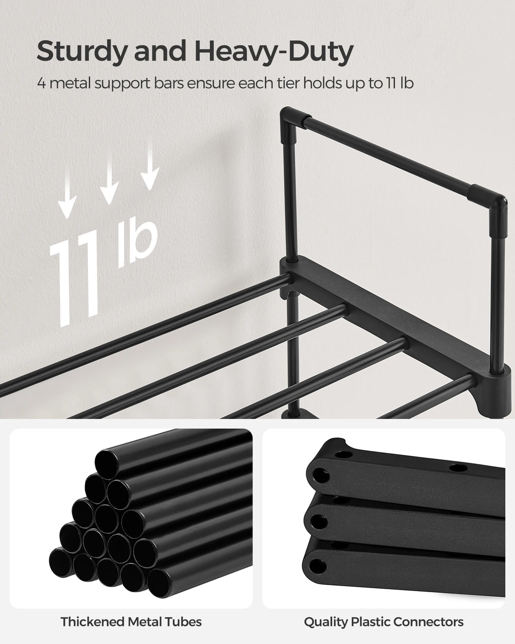 , 10 Tier Shoe Rack Metal Organizer,  for 20 Pairs of Shoes,