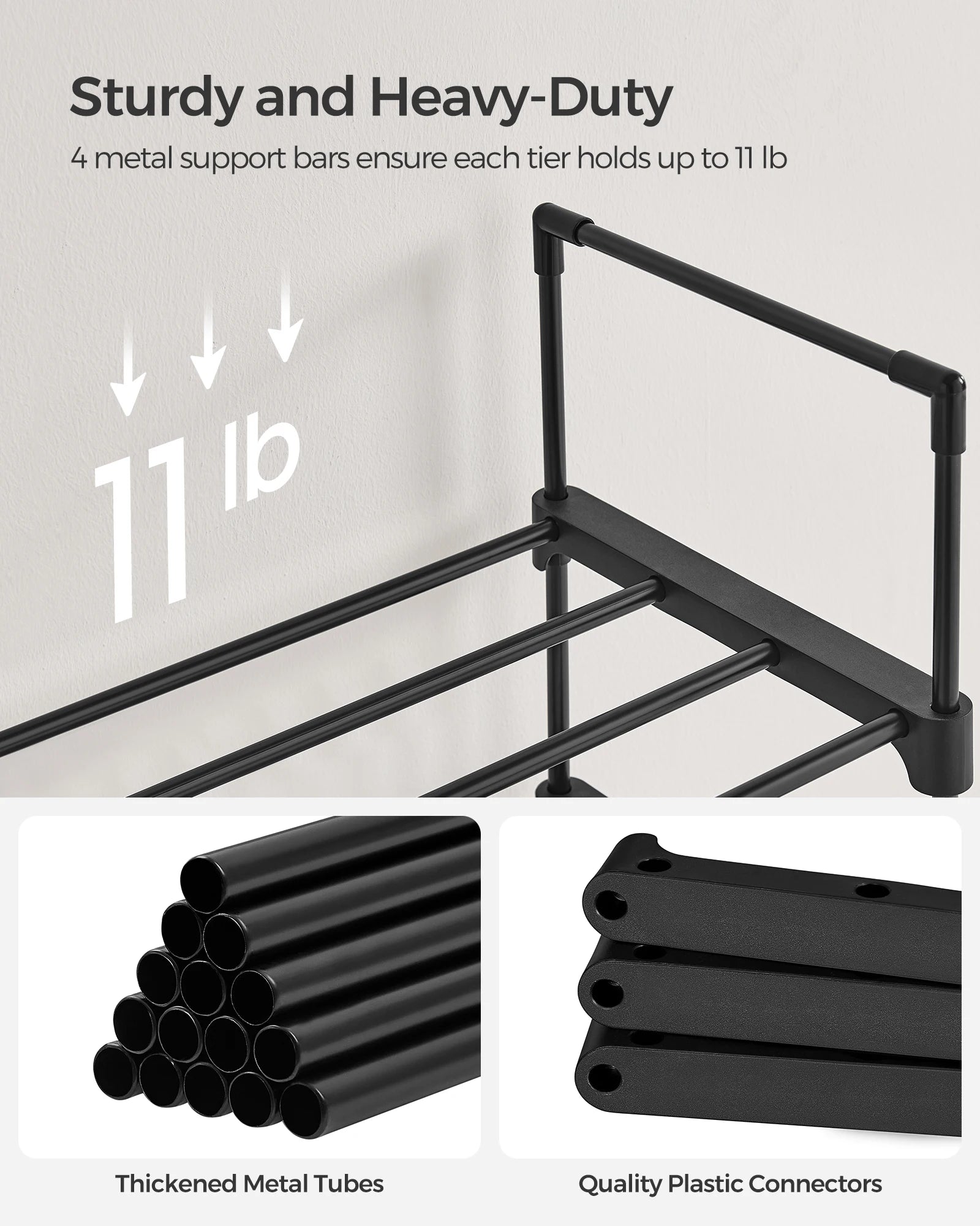 , 10 Tier Shoe Rack Metal Organizer,  for 20 Pairs of Shoes,