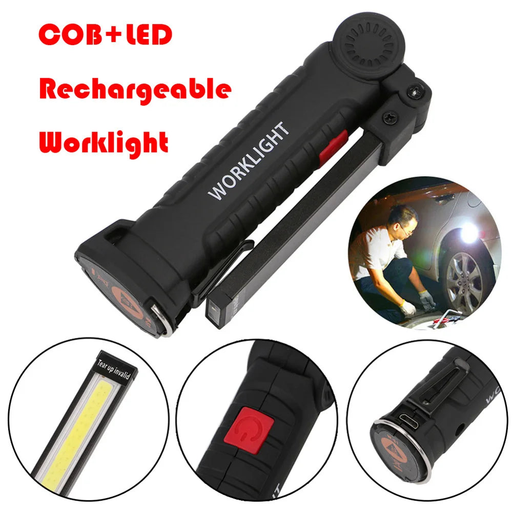 COB LED  Rechargeable Torch Waterproof Work Light Magnetic Lantern