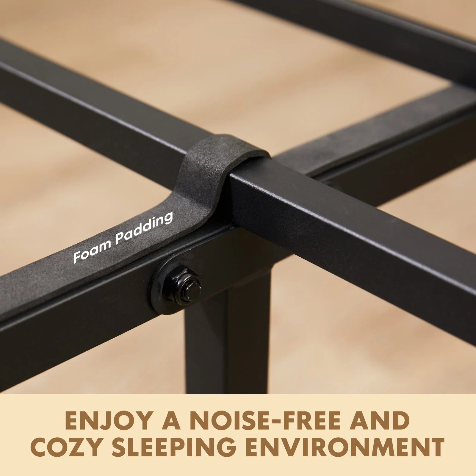 Wooden Headboard and Metal Platform Bed Frame No Box Spring Needed , 700LBS Sturdy Wooden Slats Support