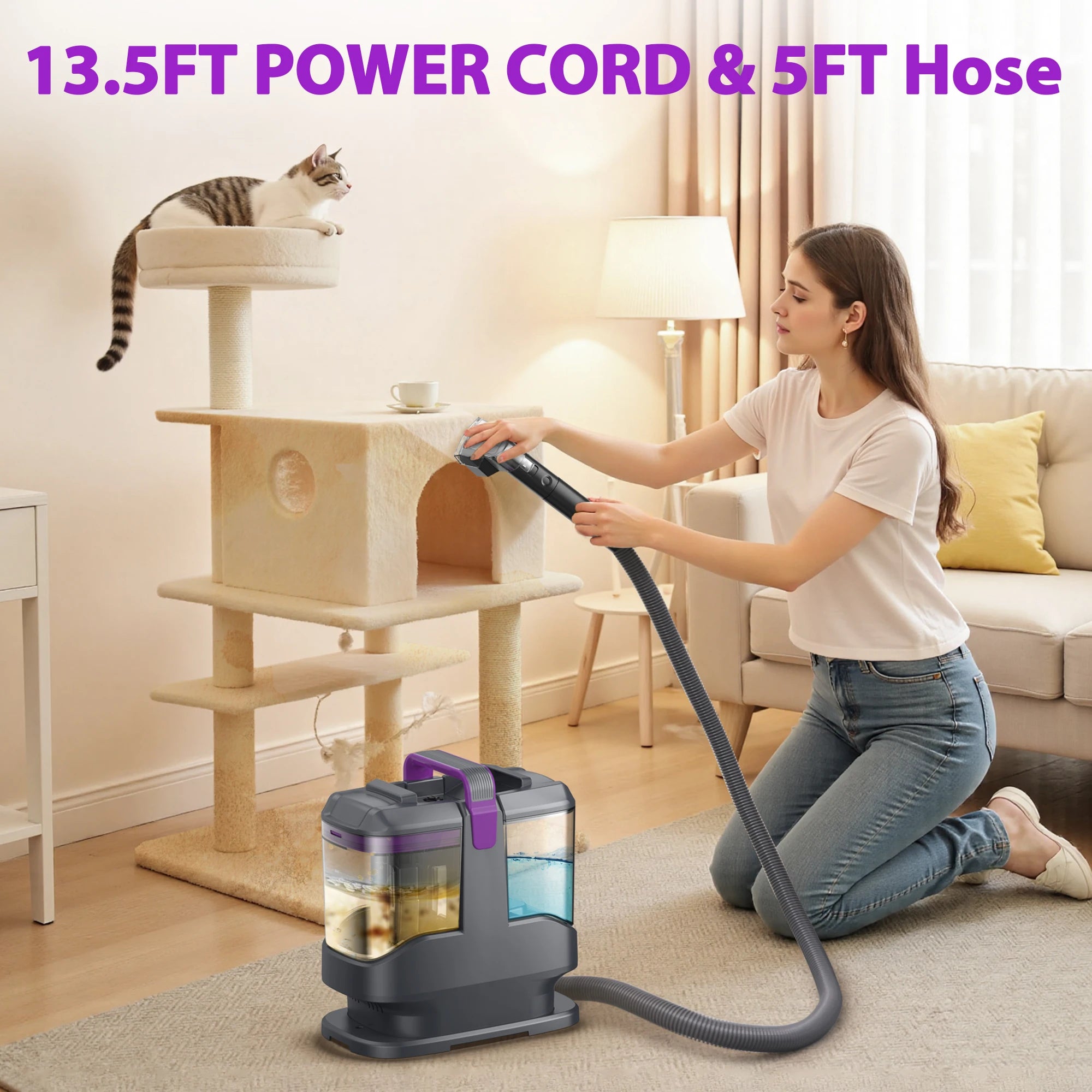 Portable Carpet & Upholstery Spot  Cleaner Machine 13.5ft Corded for Carpet, Sofa, Car Seat