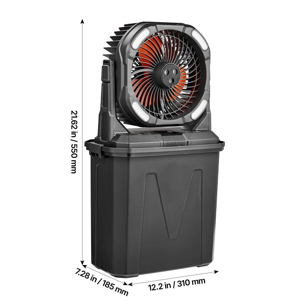Portable Misting Fan High Speed Motor Large Water Tank Rechargeable Battery with Remote Light Modes